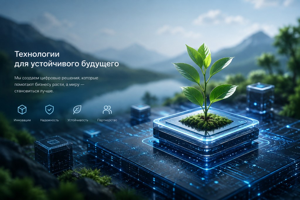 Технологии для устойчивого будущего — зелёный росток на микрочипе